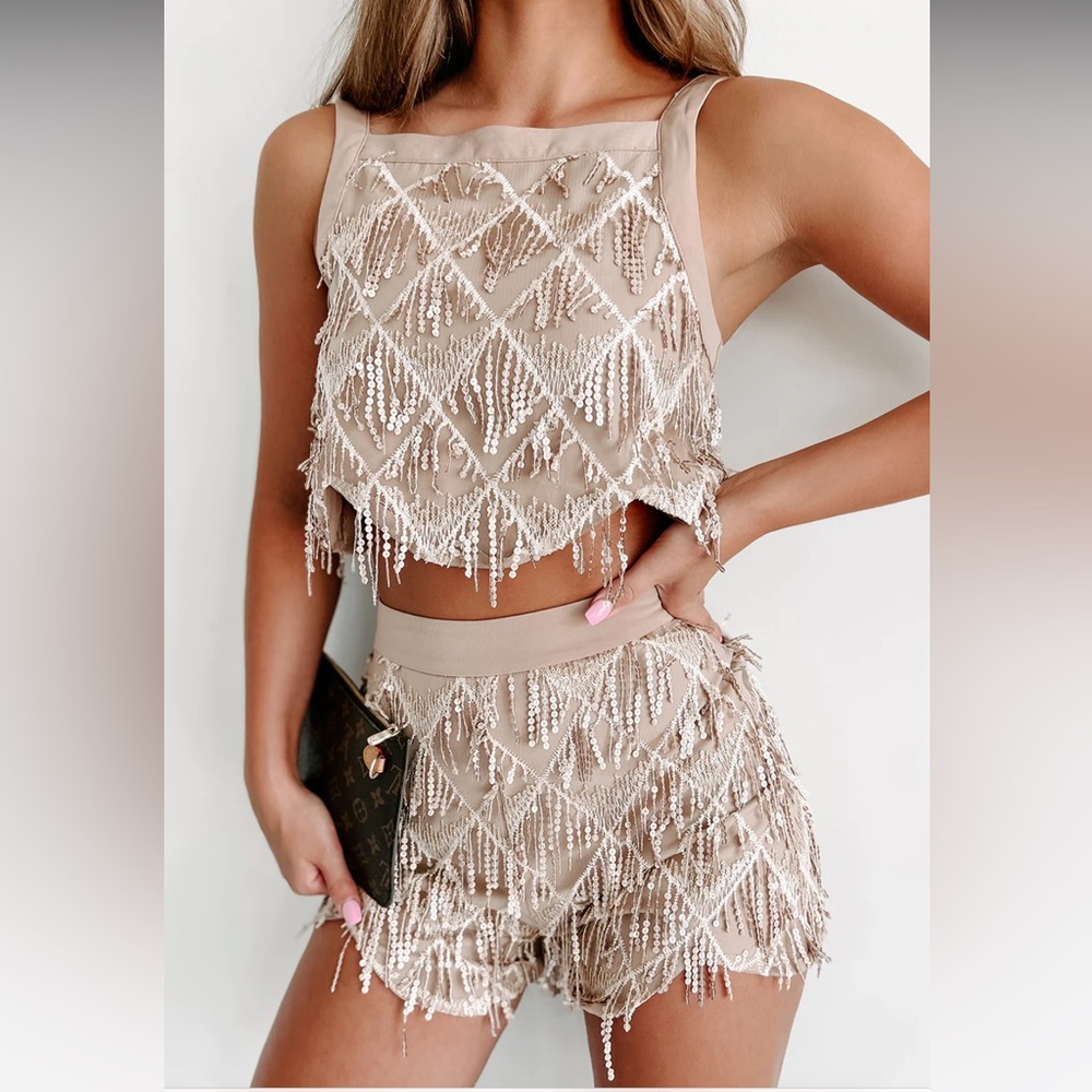 Sequin Fringe Two Piece Set